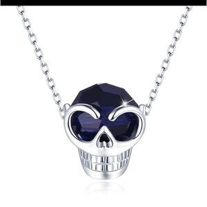 925 Sterling Silver Crystal Skull Necklace